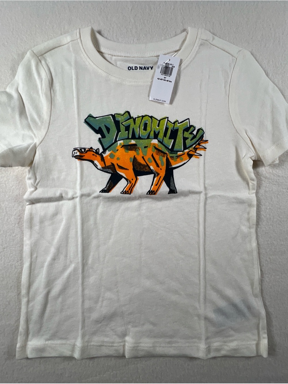 Old Navy Kids "Dinomite" Graphic Tee - White with Orange Dinosaur NWT 5T